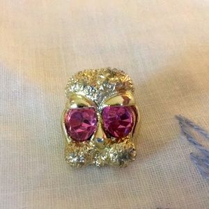 NEMO Vintage Dog Pin with very large pink rhinestone eyes 👀